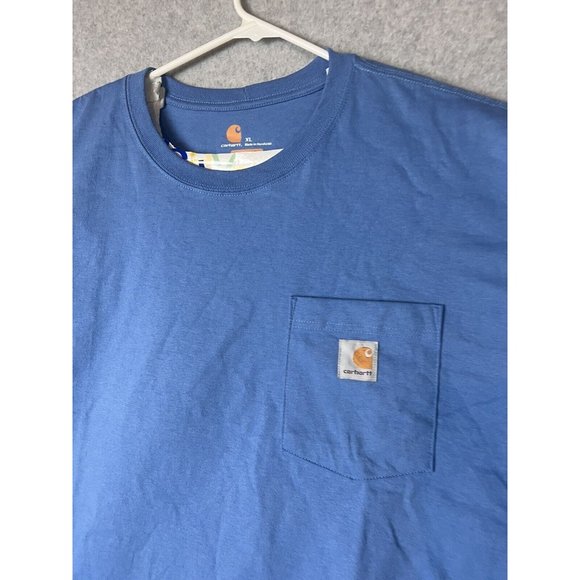 Carhartt Shirt Mens X-Large Original Fit Blue  Pocket Tee Crew Neck S/S Solid - Picture 2 of 9